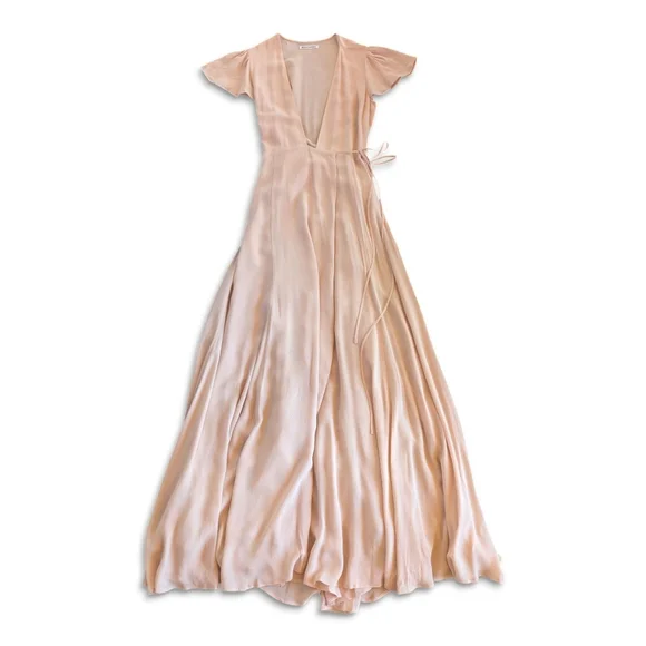 Reformation Rosie Wrap Maxi Dress | Plunge Neck High Slit Flutter‎ Sleeve NWOT M - Picture 5 of 11